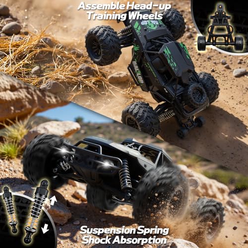 1:16 RC Cars for Adult,45km/h 4WD Off-Road Remote Control Car All-Terrain Fast RC Truck with Two 1500mAh Batteries Green - color: Green