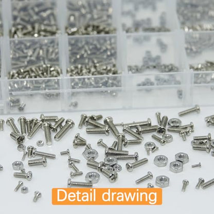1110Pcs Metric Micro Screws & Nuts Kit, M1 M1.2 M1.4 M1.6 M2 M2.5 | 304 Stainless Steel Phillips Pan Head Screws, Fully Threaded for Arduino, RC Models, Electronics & DIY Projects - size: M1/1.2/1.4/1.6/2/2.5-1110Pcs