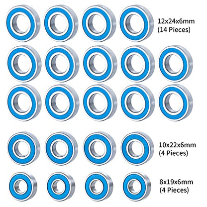 22Pcs Rubber Sealed Bearing Kit for Losi DBXL-E 2.0 Desert Buggy | 1/5 RC Car Model Upgrade Parts Accessories