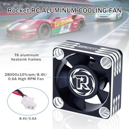 Surpass Hobby 30mm RC Cooling Fan Heat Dissipation 28000RPM ESC Cooling Fan for 1/8 1/10 1/12 RC Car Turbo Esc A3 (Silver Black) - color: Silver Black