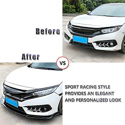 x xotic tech Front Bumper Lip Spoiler + Side Skirt Splitter + Rear Bumper Lip Wrap Splitter Canard - color: Black, size: Full Wide Body Kit
