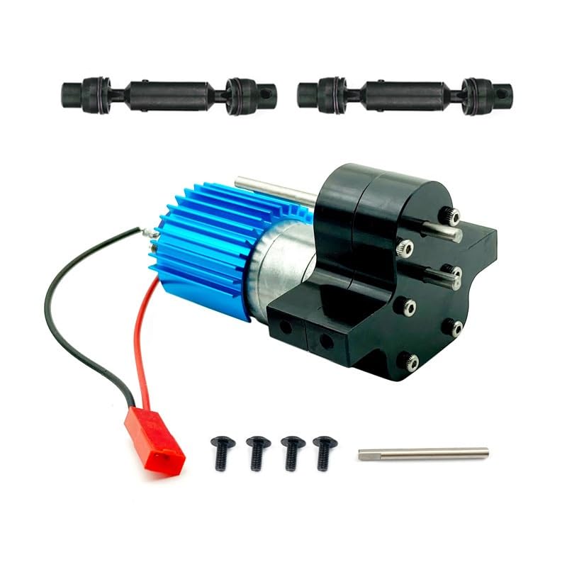 Metal 370 Motor Gearbox Gear Box with Drive Shaft for WPL C14 C24 B24 B36 MN D90 D99 MN99S RC Car Upgrades Parts Accessories(Black) - color: Black