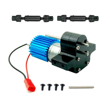 Metal 370 Motor Gearbox Gear Box with Drive Shaft for WPL C14 C24 B24 B36 MN D90 D99 MN99S RC Car Upgrades Parts Accessories(Black) - color: Black