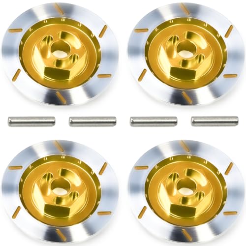 Brake Discs with 12mm Hex Hub for 1/10 Scale RC Cars - Aluminum Alloy Upgrade Kit for Drift, On-Road Car - CNC Machined Performance Part with Anodized Finish Gold - color: Gold