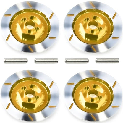 Brake Discs with 12mm Hex Hub for 1/10 Scale RC Cars - Aluminum Alloy Upgrade Kit for Drift, On-Road Car - CNC Machined Performance Part with Anodized Finish Gold - color: Gold