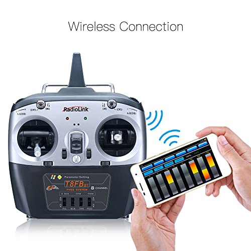 Radiolink T8FB 2.4ghz 8 Channels RC Radio Transmitter and Two R8EF Receivers Set Dual Stick Remote Controller for Airplane Boat Car Robot and More (Mode 2)