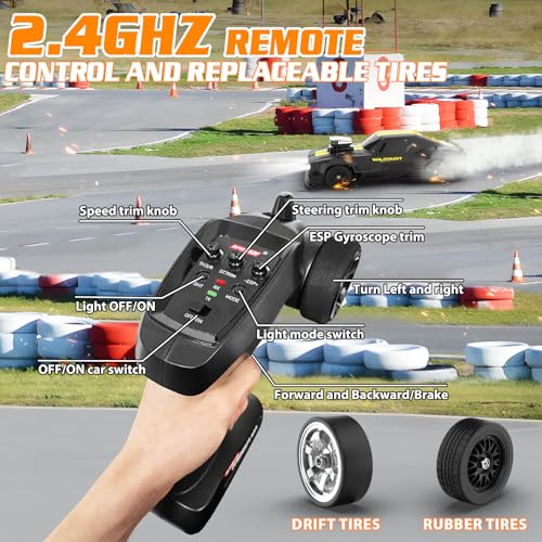 1/16 RC Drift Car with Gyro Full Proportional 4WD 50KM/h High Speed Remote Control Cars+Remote Control Robot Dog Toy 2.4GHz 8WD All-Terrain Gesture Sensing Stunt RC Cars RTR Climbing Robot Dogs
