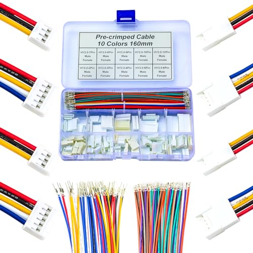 JST Connector Kit 2.0mm Pitch JST-HY 2.0 Male Female Connector with Premium 22AWG Pre-Crimped Cable,HY 2.0mm with Lock Connector 2/3/4/5/6/7/8/9/10/12 Pin Male Female Housing (HY-MF-Kit) - size: JST-2.0MM-HY Male Female