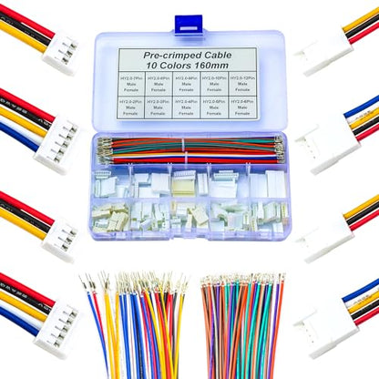 JST Connector Kit 2.0mm Pitch JST-HY 2.0 Male Female Connector with Premium 22AWG Pre-Crimped Cable,HY 2.0mm with Lock Connector 2/3/4/5/6/7/8/9/10/12 Pin Male Female Housing (HY-MF-Kit) - size: JST-2.0MM-HY Male Female