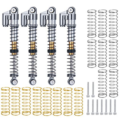 Aluminum RC Shocks Adjustable 53mm Long Shock Absorber Damper for 1/24 Axial Modified Scx24 Vehicles Upgrade Parts (Grey) - color: Grey