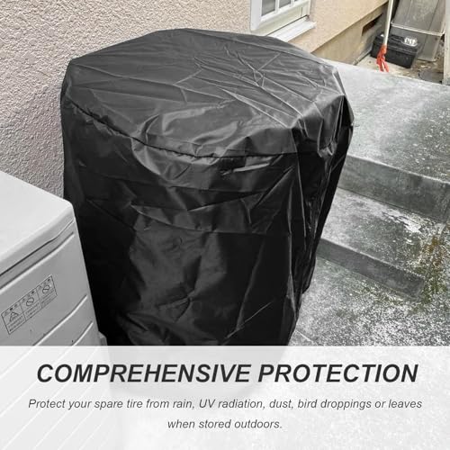Tire Cover with 4 Felt Pads, Waterproof 420D Oxford Spare Tire Storage Bag with Zipper, Heavy Duty Tyre Stack Dust Protective Cover for Trucks SUVs Trailers, Car Accessories - size: 1pcs with Pads