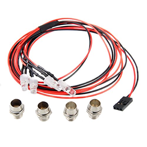 ShareGoo 4Leds Blue LED Light Headlights Taillight Kit Accessories Compatible with Traxxas HSP Redcat RC4WD Axial SCX10 RC Car Truck Tank Crawler