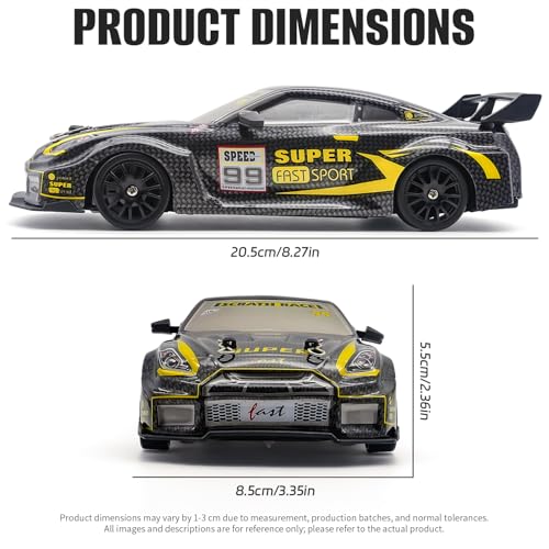 RC Drift Car, 1:24 Scale Remote Control Cars Vehicle for Kids, 2.4GHz 20KM/H 4WD High Speed RC Cars with LED Light Two Batteries & Drifting Tires Racing Sport Toy Car for Adults Boys Girls ZG02-Yellow - style: ZG02-Yellow