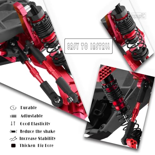 Upgrades Part for 1/10 Stampede/Rustler 2WD,Drive Shaft CVD&RC Shocks&Adjustable Turnbuckles Camber Links&A Arm&Caster Block&Steering Blocks&Rear Stub Axle Carriers,Wheel Hex&Hex Hub,Red - color: Red/for 2wd