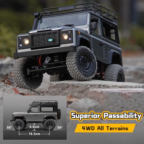 MN-99S RC Car, 1:12 Scale RC Rock Crawler, 4WD Off-Road RC Truck RTR, 2.4G Remote RC Land Rover Vehicle Models for Adults Hobby Gifts (Gray)