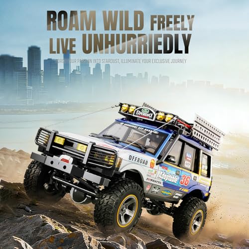 JXC LR1801 RC Crawler, 1/18 Scale 4WD Off Road RC Crawler with 3-Speed Mechanical Transmission with Reverse Rotation, Full-Proportional 2.4GHz, 40 Mins, LED Lights, RTR Rock Crawler (Blue)