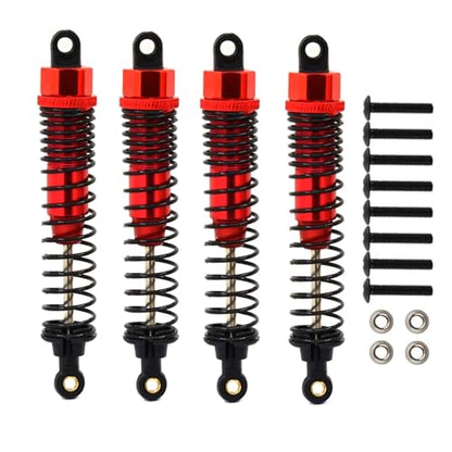 4Pack 1/10 RC Truck Car Adjustable Shock Absorber Damper 108004 Upgrade Parts 108mm Oil 108mm Oil Adjustable Alloy Aluminum Shock For 1:10 HSP 94188 94108 94111 Redcat Volcano (Red) - color: Red