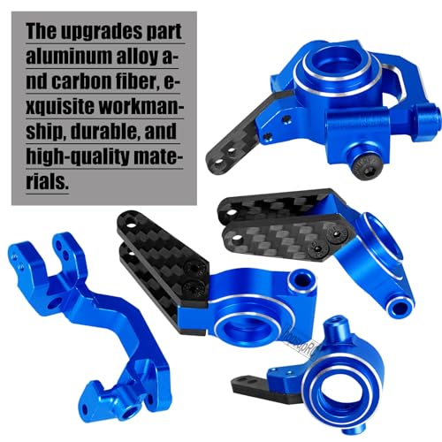 RC Carbon Fibre Front Rear Suspension Arms Rear Hubs Front Steering Block Knuckles & C-Hubs Caster Blocks Upgrades Parts for 1/10 Senton/Granite/Vorteks3S Blx & Mega 550 RC Car.Navy Blue - color: Navy Blue(for 1/10)