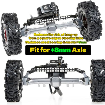 RampCrab Copper Sleeve Bearing Steering Link for SCX24 & AX24 +8mm axle on Each Side, 2Sets - color: 2 Sets, size: +8mm length