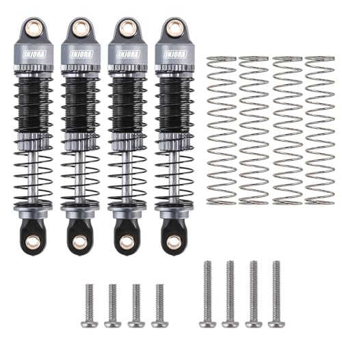 INJORA 53mm Aluminum Threaded Oil Shocks for 1/18 TRX4M Upgrade, Titanium - color: Grey