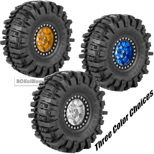 1.9 Beadlock rc Tires Wheels for 1/10 TRX4 TRX6 SCX10 90046 AX103007 Gen8 Gen7 D90 VS4-10 MST CFX RC Crawler,1.9 Wheels and Tires Alloy Aluminium Rims w/Rubber Tyres,Navy Blue - color: Navyblue(4pcs)