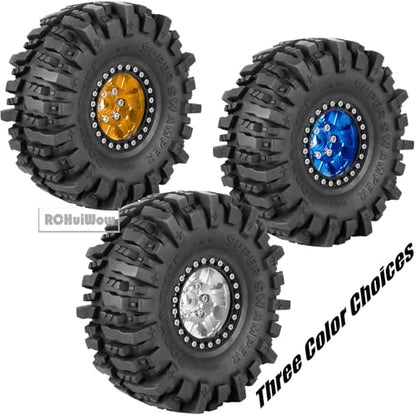 1.9 Beadlock rc Tires Wheels for 1/10 TRX4 TRX6 SCX10 90046 AX103007 Gen8 Gen7 D90 VS4-10 MST CFX RC Crawler,1.9 Wheels and Tires Alloy Aluminium Rims w/Rubber Tyres,Navy Blue - color: Navyblue(4pcs)