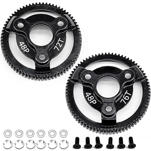 RC 48P 72T & 76T Spur Gear Hardened Steel Spur Gear Upgrades Part for Traxxas 1/10 Slash Stampede Rustler Bandit 2WD VXL XL-5 F-150 SVT, (72T & 76T) - size: 48P-Spur Gear-72T 76T