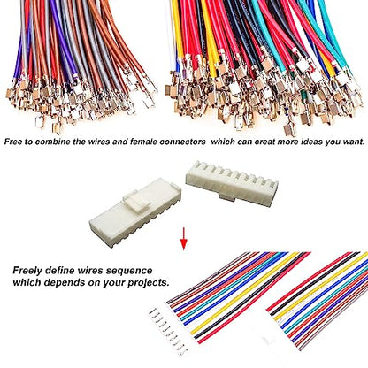 JST Connector Kit 3.96mm Pitch JST-VH 3.96 Female Connector with Premium 20AWG Pre-Crimped Cables,VH 3.96mm Connector 2/3/4/5/6/7/8/9/10 Pin Female Housing (VH-MM-Kit) - size: JST-3.96MM-VH