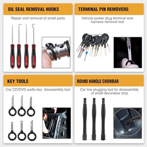 GOOACC 330Pcs Trim Removal Tool, Auto Push Pin Bumper Retainer Clip Set Fastener Terminal Remover Tool Adhesive Cable Clips Kit Car Panel Radio Removal Auto Clip Pliers, Black - color: Black
