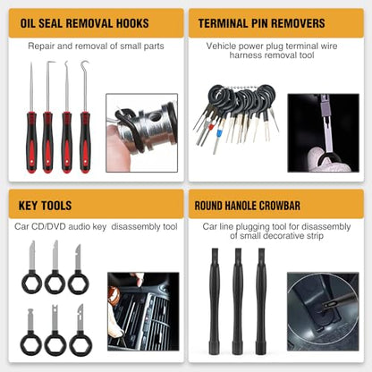 GOOACC 330Pcs Trim Removal Tool, Auto Push Pin Bumper Retainer Clip Set Fastener Terminal Remover Tool Adhesive Cable Clips Kit Car Panel Radio Removal Auto Clip Pliers, Black - color: Black
