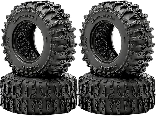 1.3 Tires - 64x26mm Rock Crawling Tire for 1/18 1/24 TRX4M SCX24 | Soft Sticky Rubber Tryes with Foam Insert Fit AX24 TRX4M Axial SCX24 FCX24 Ultimate CR-18P EVO XC-1 RTR 1/18 1/24 RC Crawler