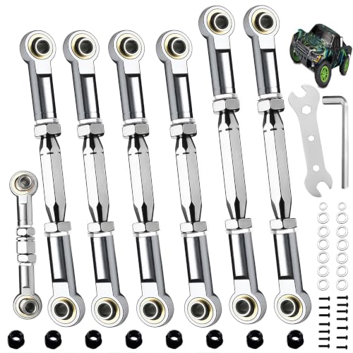 Stainless Steel Turnbuckles Tie Rods Fit for Slash Rustler 2WD 4x4 Silver | Compatible with 1/10 Traxxas Rustler VXL Hoss Stampede Bandit ,CNC Machined,Hops Up Camber Links Parts - color: Stainless Steel & Silver