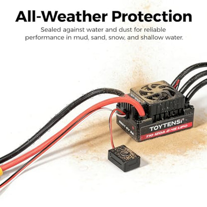 120A Waterproof Brushless ESC, 2-4S LiPo Sensorless Speed Controller for 1/10 RC Car, Truck, Buggy, Truggy, Pre-soldered XT90 & 4.0mm Bullet Connectors, 32-bit MCU - T10 Series - style: 1/10 120A 2-4S XT90