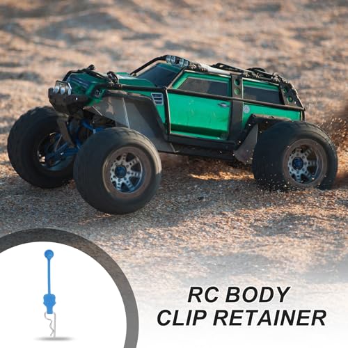MECCANIXITY 4 Pcs RC Body Clip Retainers, 1.2mm Rod RC Clips Shell Fixed Buckle Lock Springy R Pins Shell Replacement Parts for All 1/8 1/10 Scale Model Car Crawler Truck(Blue/Silver) - color: Blue Tab Silver Clip