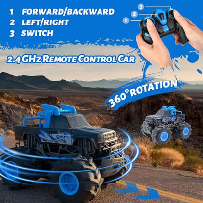Amphibious Remote Control Monster Truck Toys 1:18 Scale RC Cars with 360° Rotation 4WD All Terrain RC Truck Toys Gifts for Boys Age 8-12 - color: 135-blue, size: 1:18