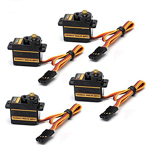 RGBZONE 4Pcs ES08MA II 12g Mini Metal Gear Analog Servo Shockproof Stable Machine Compatible for RC Model - size: ES08MA II