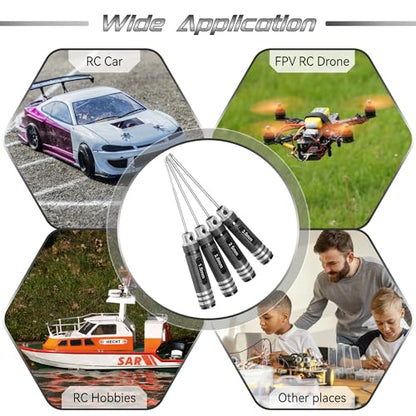 Speedybee RC Hex Driver Kit: 4pcs RC Tools Set 1.5mm 2.0mm 2.5mm 3.0mm Screw Driver for FPV Drone Quadcopter RC Car Helicopter Models, silver