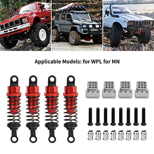 4Pcs RC Shock Absorbers, 64mm Aluminum Alloy Shock Absorber Oil Damper Adjustable Remote Control with Shock Mount Red - size: Red