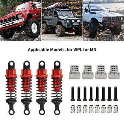 4Pcs RC Shock Absorbers, 64mm Aluminum Alloy Shock Absorber Oil Damper Adjustable Remote Control with Shock Mount Red - size: Red