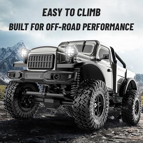 1:18 Scale All Terrain Remote Control Car, 2.4 GHz 4WD RC Rock Crawler with LED Lights, 12KPH Off-Road Pickup Truck Vehicle Toys RTR Gift for Adults - color: Red, size: 3 Battery