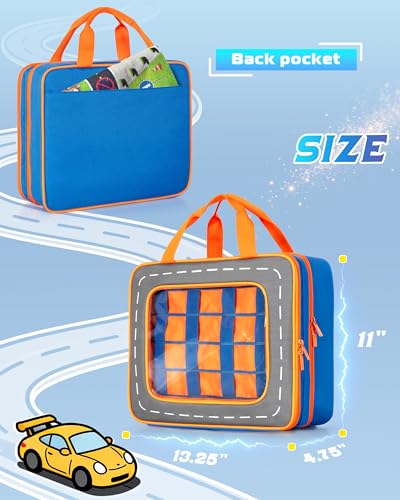 Marscamd Storage Case Compatible with Hot Wheels Toy Trucks Monster Trucks | Hold 66 Pcs, Toy Car Storage Case with Front Display Window, Blue