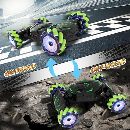 RC Stunt Cars Gesture Sensing Remote Control Car for Boys Gifts Toys, Green | 2.4Ghz Hand Controlled Car with Lights Music Sprayer, 360° Rotation, Drift, 4WD Off-Road, Birthday Xmas Gifts Toys for Kids - color: Green