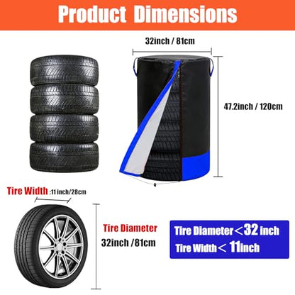 Black/Blue 32-Inch Tire Storage Cover, Dust-Proof Universal Tire Cover | Waterproof & Dust-Proof Universal Tire Storage Cover, Fits Up to 32" Tires for Outdoor Storage - size: 32x47 in, style: Black+Blue