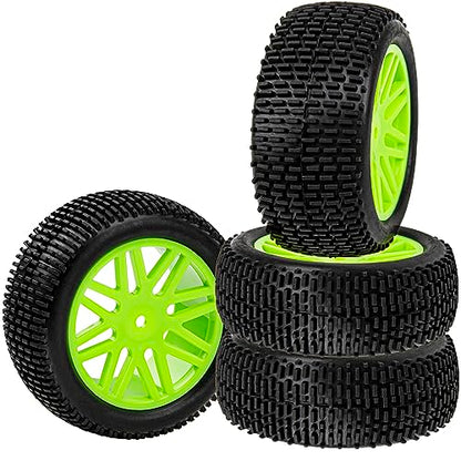 12mm Hex Wheel Rims & OD 88mm/3.46" Rubber Tires with Foam Front Rear Wheel Compatible with Redcat HPI HSP ExceedRC 1/10 Scale Off Road Buggy