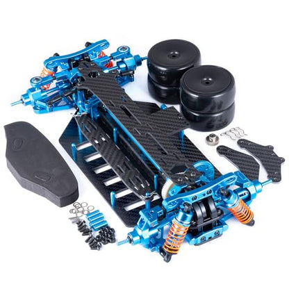 Aluminum&Carbon Fiber Chassis RC Touring Car Body Frame Kit with Wheels for Tamiya TT02 1/10 RC Drift Car Upgrades Parts