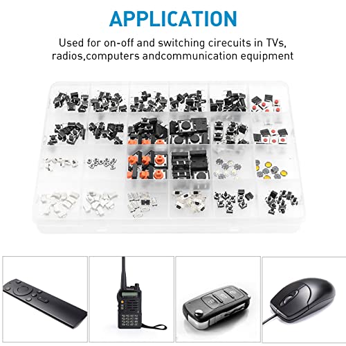 240 Pcs 24 Value Micro Momentary Tactile Switch Assortment Kit | Push Button Switch Set - style: 240 Pcs 24 Value