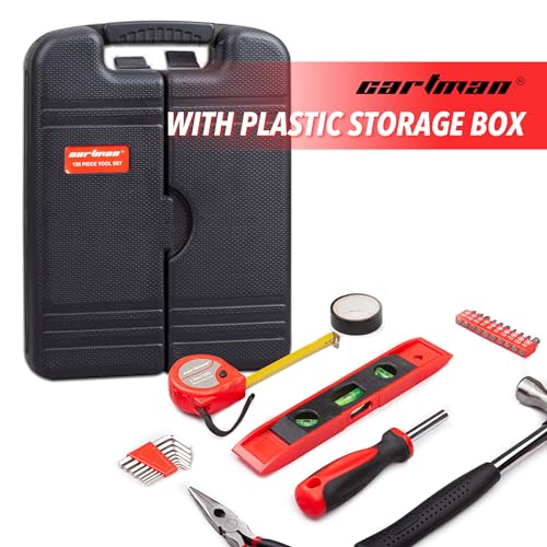 CARTMAN 136-Piece Household Tool Set, Home Repair Kit With Storage Case Box | Complete tool assortment for home repairs, office fixes, dorm needs, furniture setup, crafting, and everyday household fixes. - style: 136 PC
