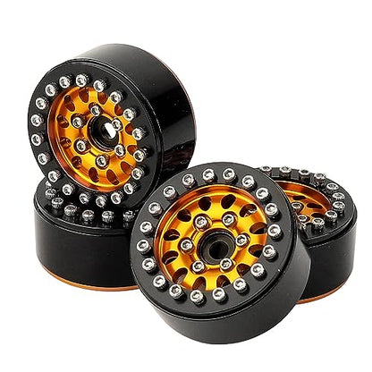 1.0 Wheel Rims RC Metal Beadlock Wheels Rims for All 1/24 Scale FCX24 Axial SCX24 Deadbolt AX24 1/18 TRX4M RC Crawler Car Upgrades Accessories (Orange)