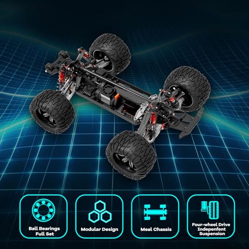 FCXㅤ FMS FMT10S 1/10 Chevrolet Colorado S Brushless RC Truck, 4WD Off-Road Crawler with Metal Chassis, Waterproof ESC, Hobby Grade Remote Control Car for Adults (Black and Red)