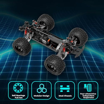 FCXㅤ FMS FMT10S 1/10 Chevrolet Colorado S Brushless RC Truck, 4WD Off-Road Crawler with Metal Chassis, Waterproof ESC, Hobby Grade Remote Control Car for Adults (Black and Red)